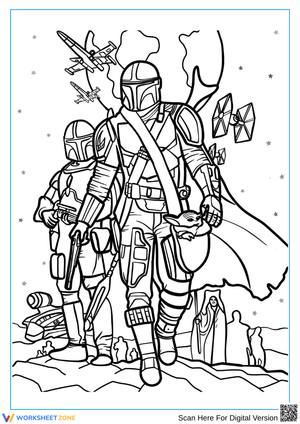 Mandalorian and Grogu Coloring Page for Adults