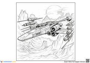 X-Wing Starfighter Coloring Page for Adults