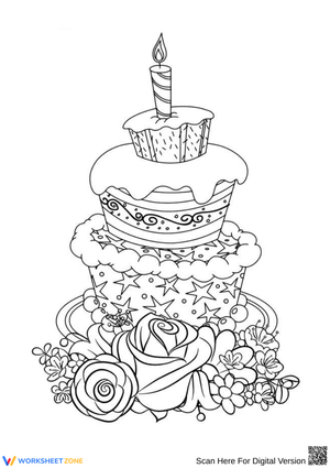 Whimsical Birthday Cupcake Coloring Page for Adults