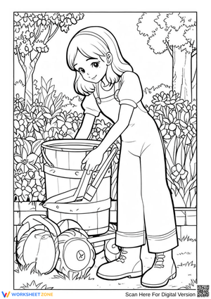 Peaceful Gardening Coloring Page for Adults