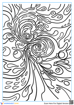 Burst of Water Abstract Coloring Page for Adults