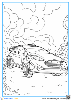 Off-Road Rally Car Coloring Page for Adults