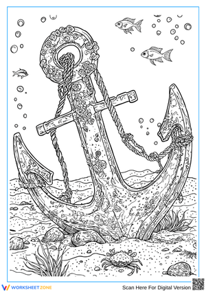 Underwater Anchor Coloring Page for Adults