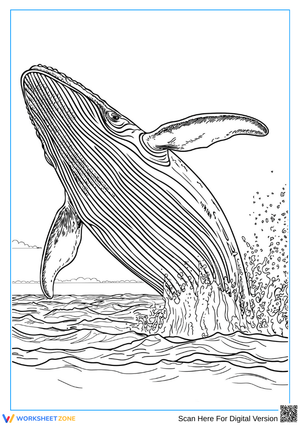 Whale Splashing Coloring Page for Adults