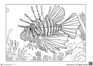 Lionfish Ocean Coloring Page for Adults