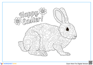 Floral Easter Bunny Coloring Page for Teens & Adults