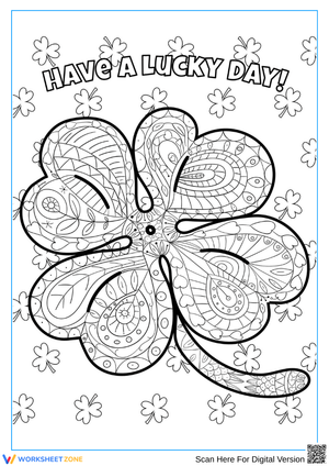 Have a Lucky Day Shamrock Coloring Page for Adults