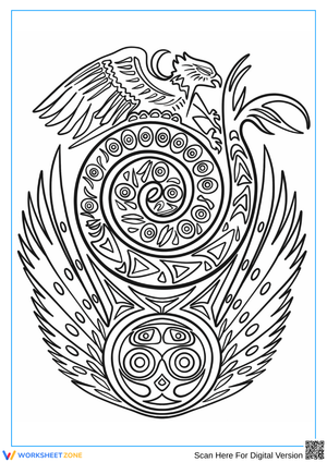 Tribal Eagle Spiral Tattoo Coloring Page for Adults