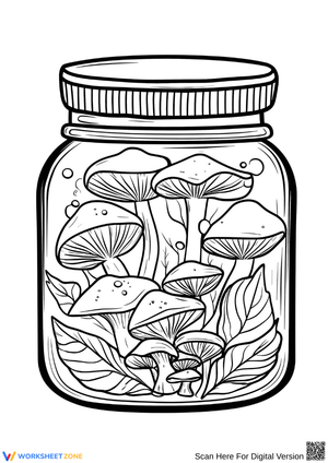 Mushroom Jar Coloring Page for Adults