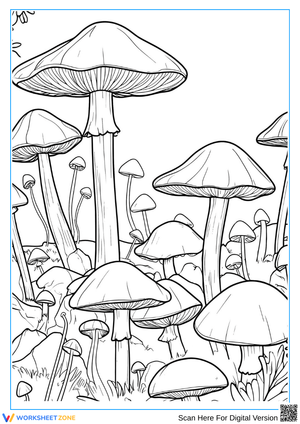 Mushroom Forest Coloring Page for Adults