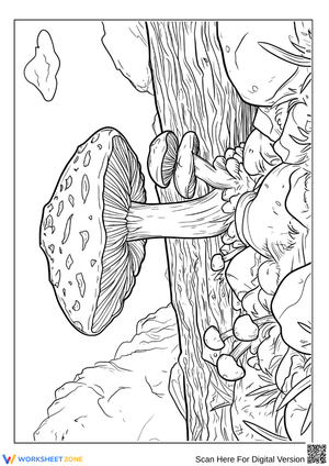 Woodland Mushroom Coloring Page for Adults
