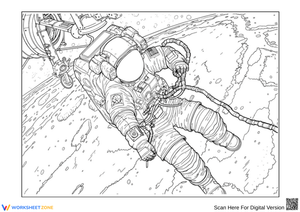 Planet Coloring Page for Adults – Astronauts on a Spacewalk