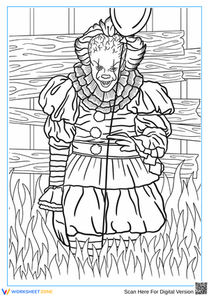 Horror Coloring Page – Creepy Clown for Adults