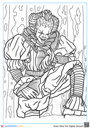 Scary Clown Coloring Page – Horror Art for Adults