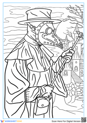 Plague Doctor Horror Coloring Page for Adults