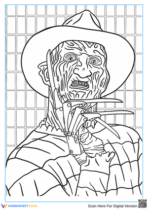 Freddy Krueger Horror Coloring Page for Adults
