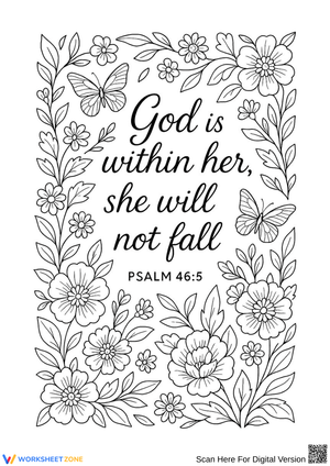 God Is Within Her – Scripture Coloring Page for Adults