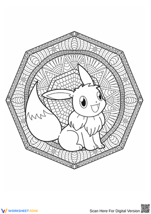 Intricate Eevee Mandala Coloring Page for Adults