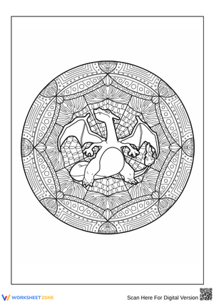 Charizard Mandala Coloring Page for Adults