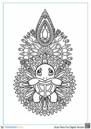 Squirtle Mandala Coloring Page for Adults
