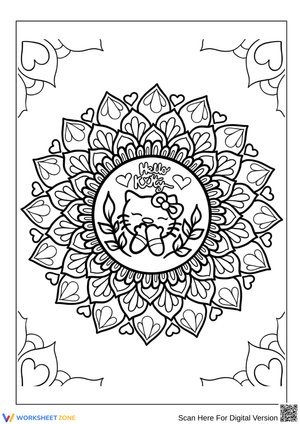 Hello Kitty Mandala Coloring Page for Adults