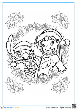 Lilo and Stitch Christmas Coloring Page for Adults