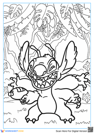Stitch Alien Coloring Page – Jungle Adventure for Adults
