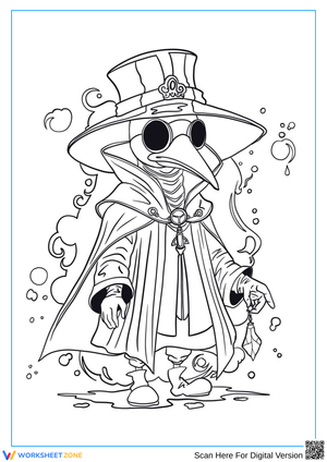 Plague Doctor – Dark Academia Coloring Page for Adults