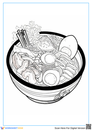 Ramen Bowl Coloring Page for Adults 