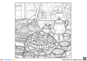 Afternoon Tea Coloring Page for Adults 