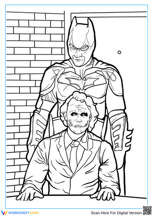 Batman and Joker Interrogation Scene Coloring Page