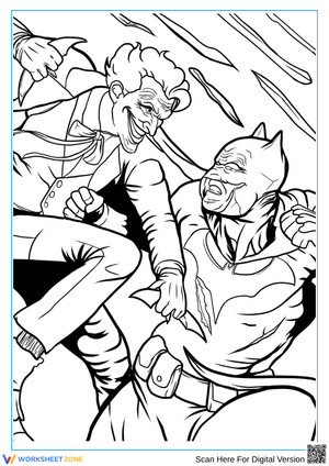 Batman vs Joker Comic Fight Coloring Page for Adults