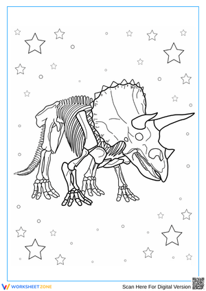 Triceratops Skeleton Coloring Page for Kids