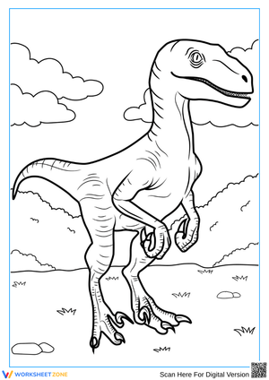 Velociraptor Dinosaur Coloring Page for Kids
