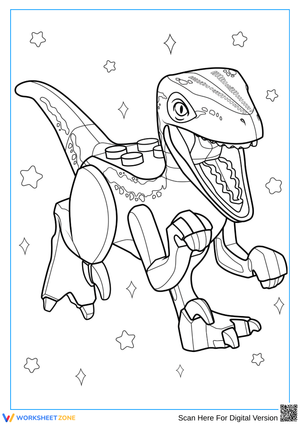 LEGO Velociraptor Coloring Page for Kids