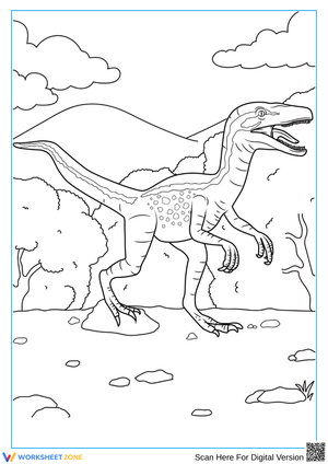 Coloring Page of a Spotted Dinosaur in the Wild