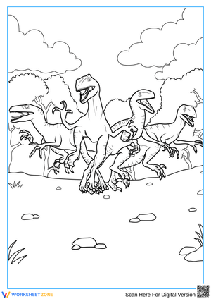 Velociraptor Pack Coloring Page for Kids