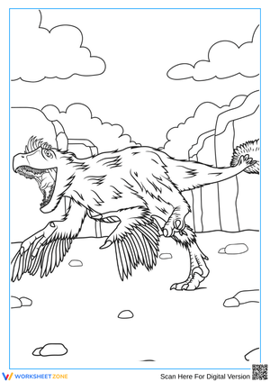 Feathered Dinosaur Coloring Page for Kids