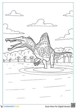 Spinosaurus with Patterns Coloring Page for Kids