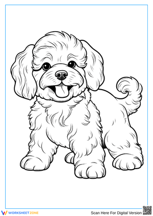 Adorable Fluffy Poodle Puppy Coloring Page