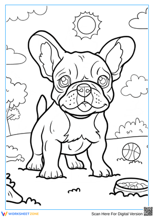 French Bulldog at the Park Coloring Page
