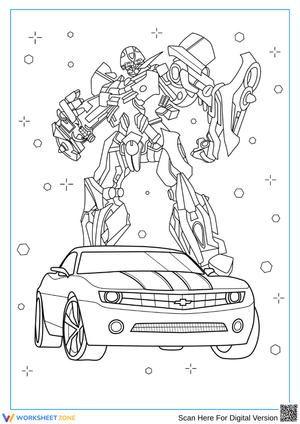 Transformers Bumblebee Robot and Car Coloring Page