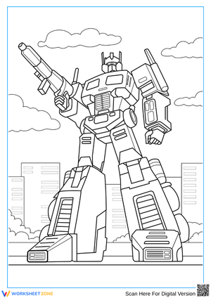 Optimus Prime City Battle Pose Coloring Page