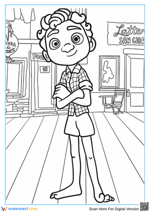 Luca Coloring Page Inside His House – Cozy Interior Scene