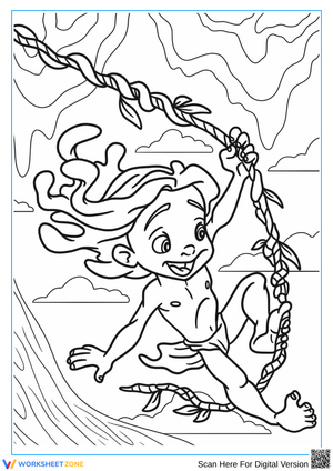 Jungle Swinging Adventure Coloring Page