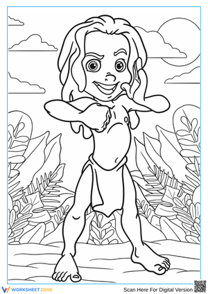 Young Tarzan Jungle Pose Coloring Page