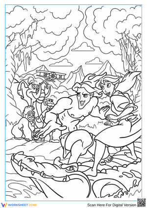 Tarzan & Jane Jungle Adventure Coloring Page