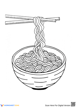 Pasta Bowl Coloring Page with Chopsticks