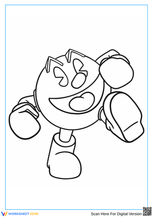 Pac-Man Action Pose Coloring Page for Kids