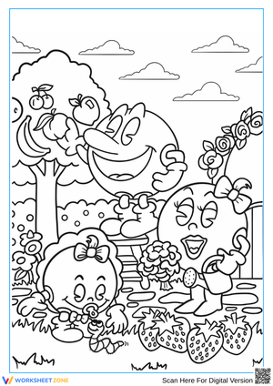 Pac-Man Family Garden Coloring Page